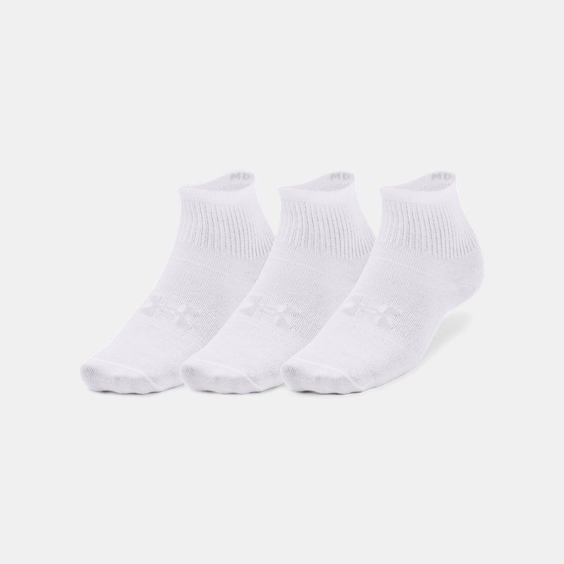 Under Armour Essential knöchelhohe Socken für Kinder – 3er-Pack Weiß / Weiß / Halo Grau